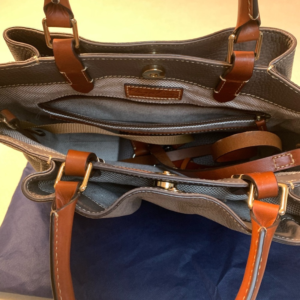 Dooney & Bourke Gray and Brown Leather Satchel - Picture 4 of 15